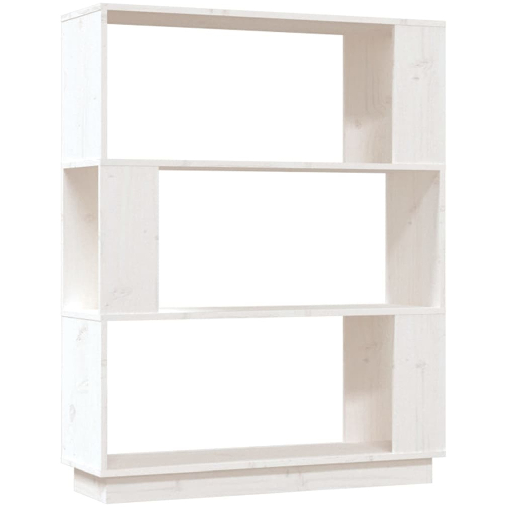 vidaXL 3 Shelf White Solid Pine Wood Bookcase Image 2