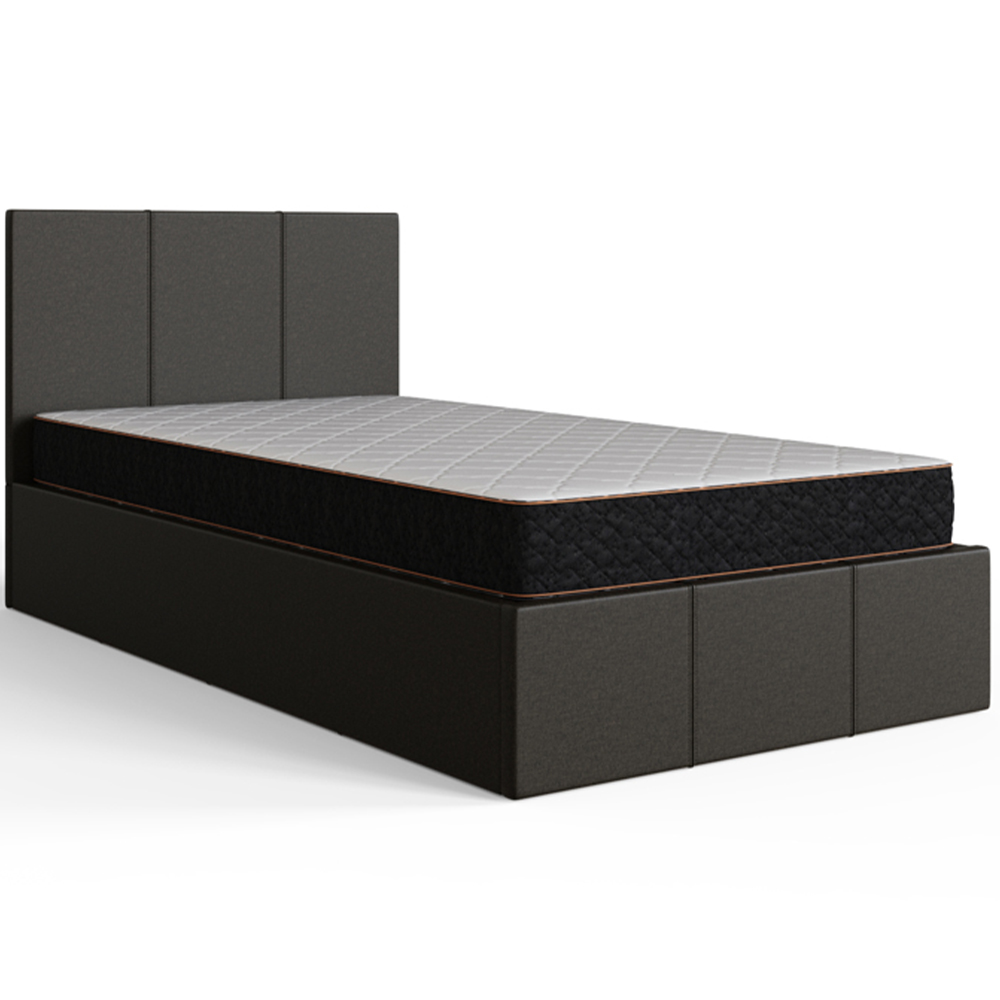 GFW Single Grey Hopsack Fabric End Lift Ottoman Bed with Bonnell Mattress Image 5