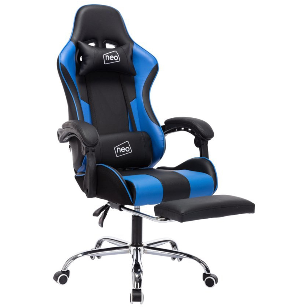 Neo Blue and Black PU Leather Swivel Massage Office Chair Image 2