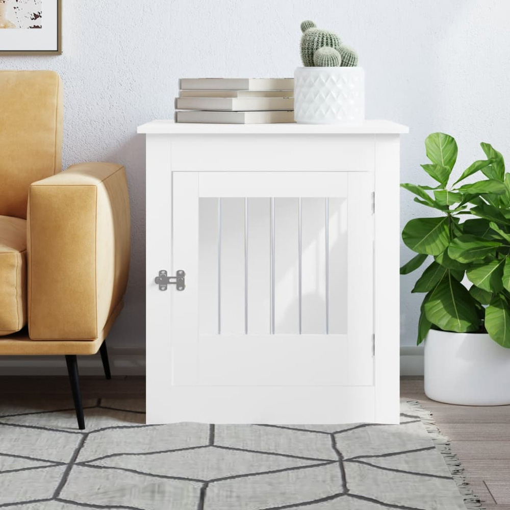 vidaXL White Engineered Wood Dog Crate Furniture 71 x 64.5 x 80cm Image 2