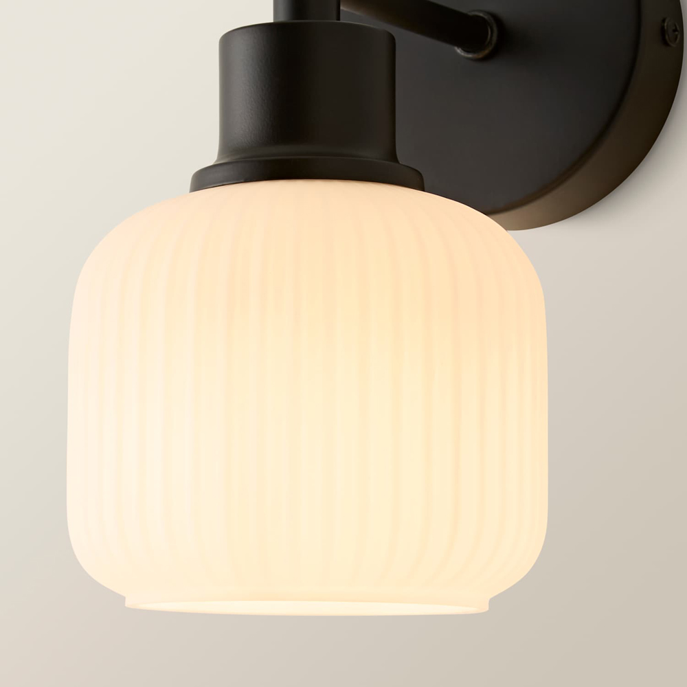 ValueLights Calpe Frosted Glass Semi Flush Black Metallic Arm Wall Light with Bulb 2 Pack Image 4