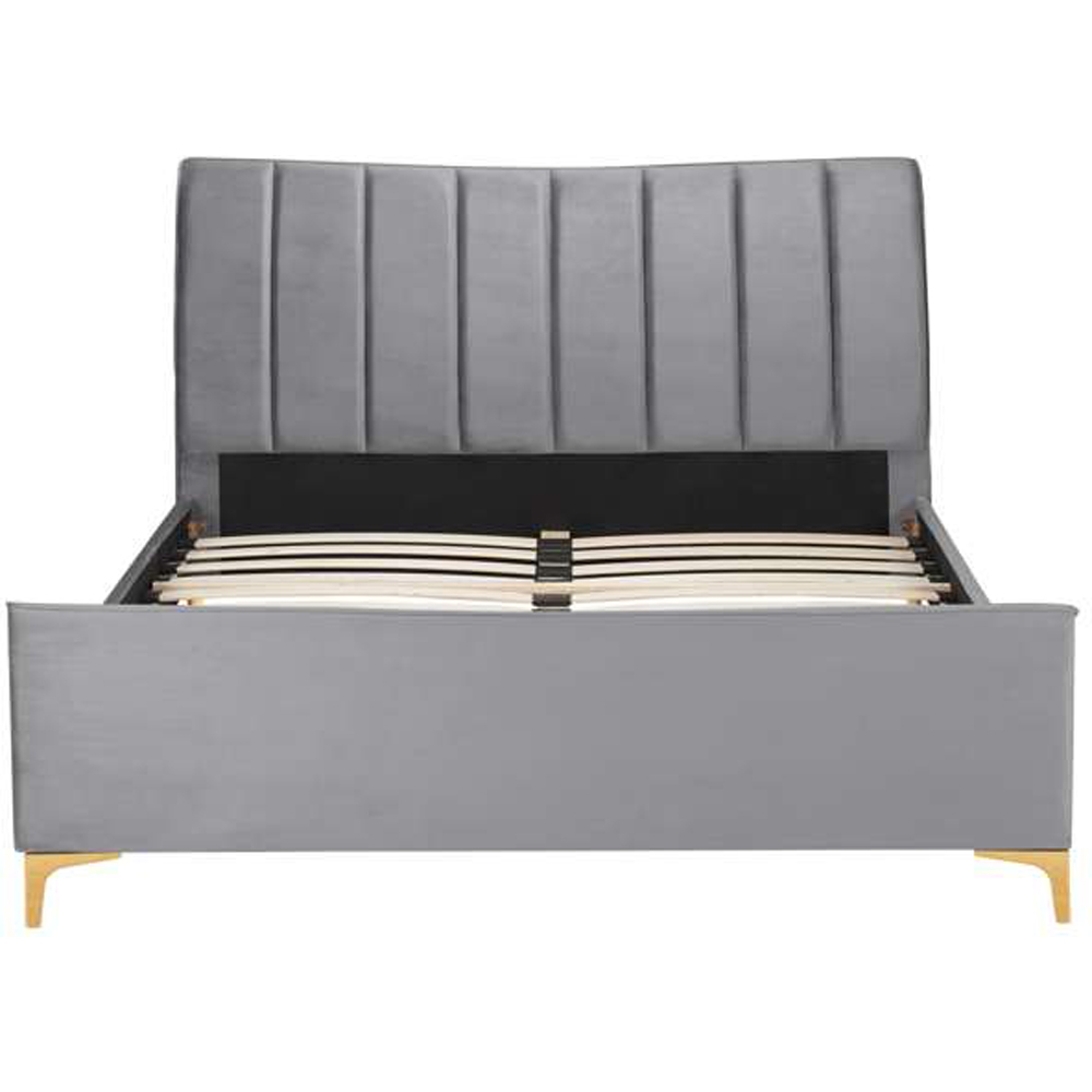 Clover Small Double Grey Velvet Bed Image 3