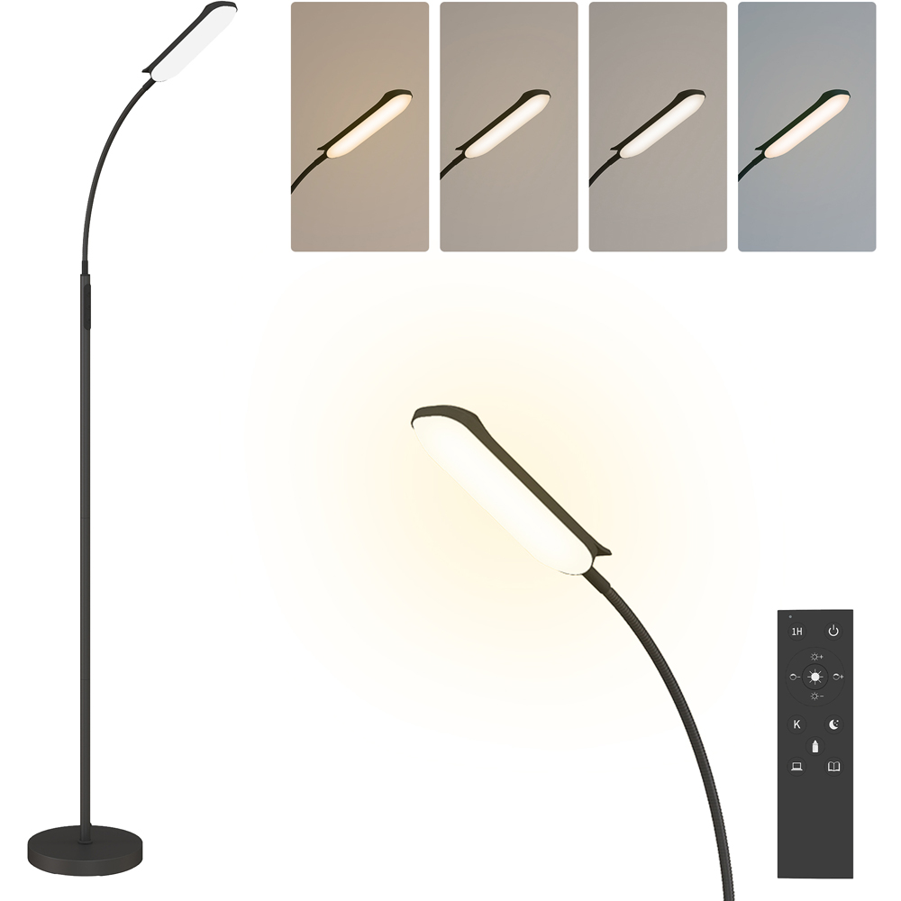 HOMCOM Black LED Adjustable Floor Lamp with Magnetic Remote Image 3