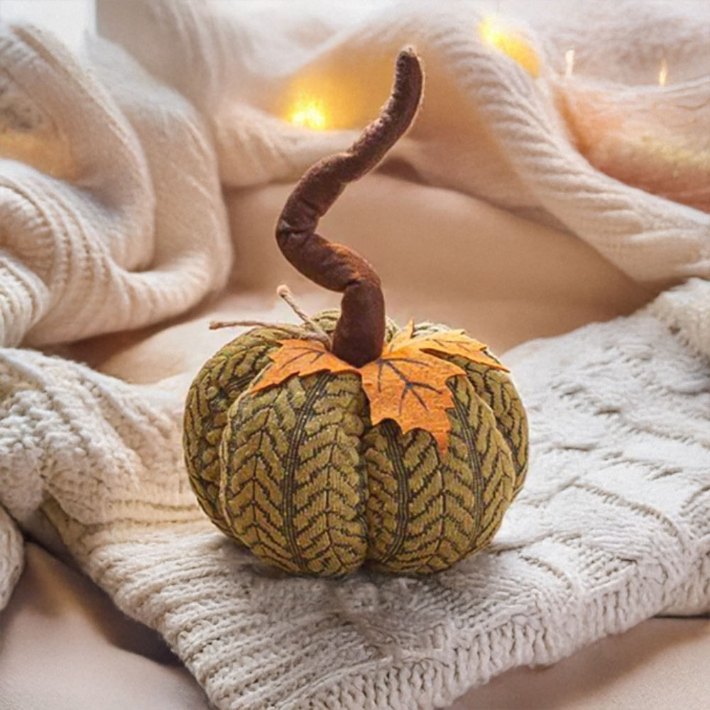 Garden Mile Green Plush Pumpkin Halloween Decoration 13cm Image 3