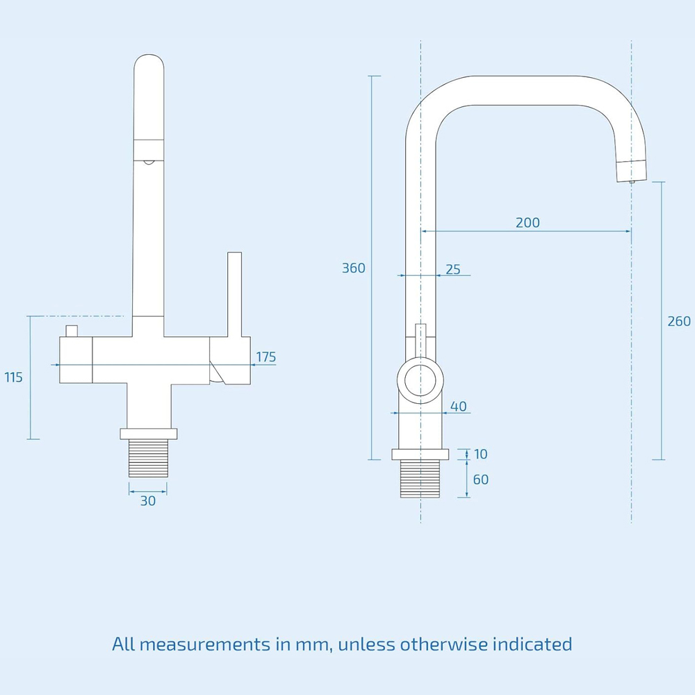 Nes Home 3 in 1 Chrome Square Instant Boiling Water Kitchen Tap with Heating Tank Image 4