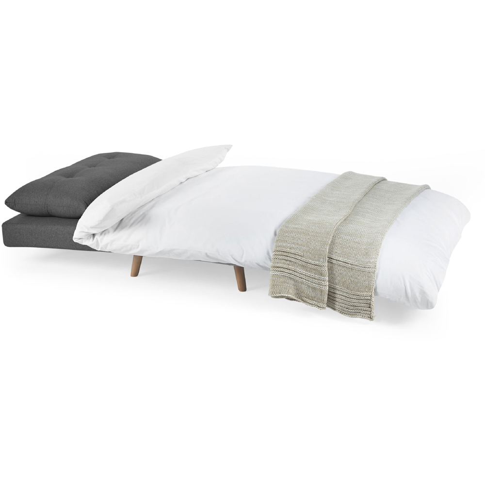 Julian Bowen Rowan Single Seater Mid Grey Button-Tufted Sofa Bed Image 4