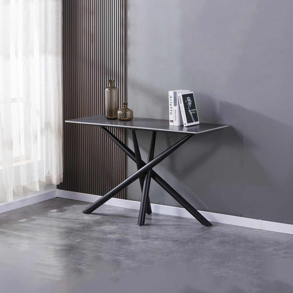 wilko Arlo Grey Wood Grain Ceramic Console Table Image 9