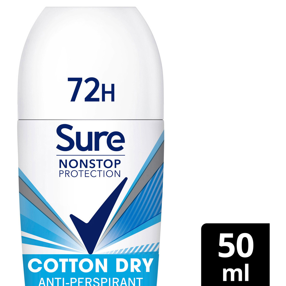 Sure Women Nonstop Protection Cotton Dry Antiperspirant Deodorant Roll On 50ml Image 3