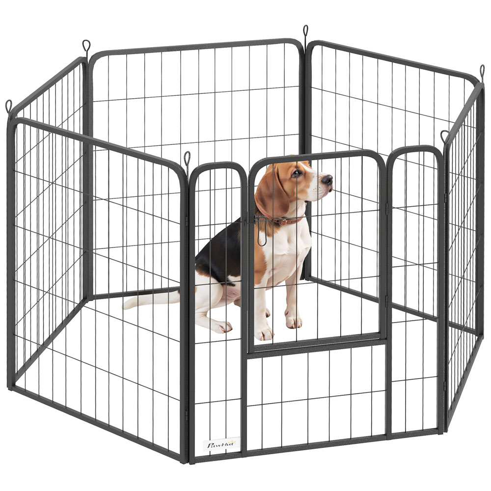 PawHut 6 Panel Dog Playpen with Door 80cm Image 3