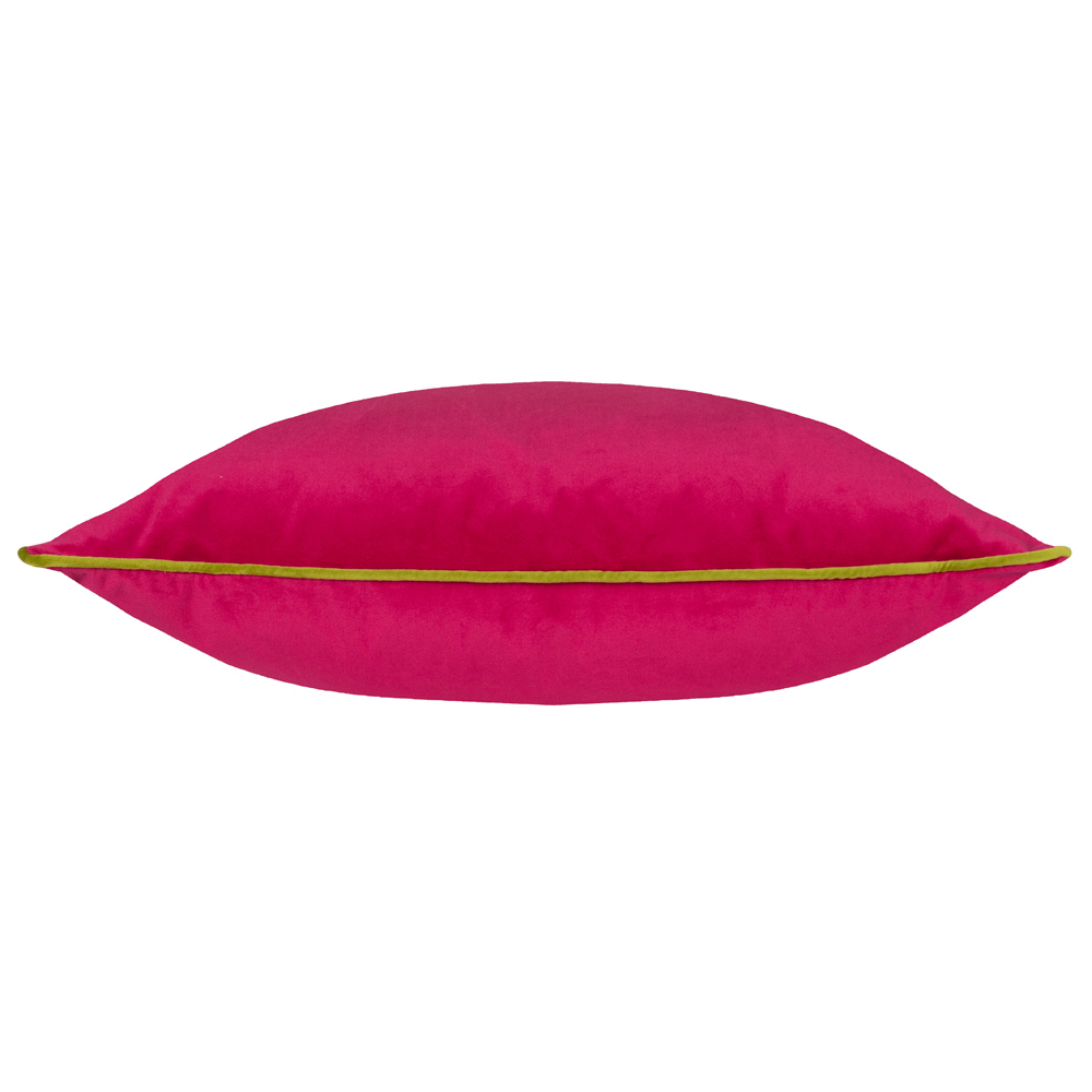 Paoletti Meridian Hot Pink Lime Velvet Cushion Image 2