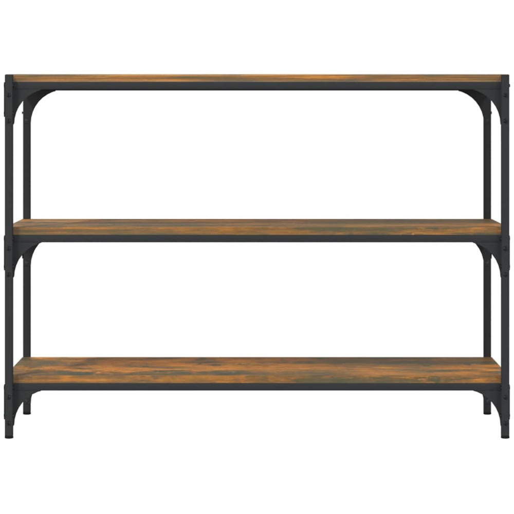 vidaXL 3 Shelf Smoked Oak Processed Wood and Steel Bookcase Image 3