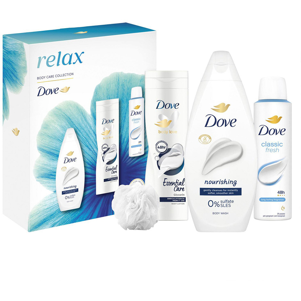 Dove Relax Trio Gift Set with Shower Puff 2 Pack Image 3