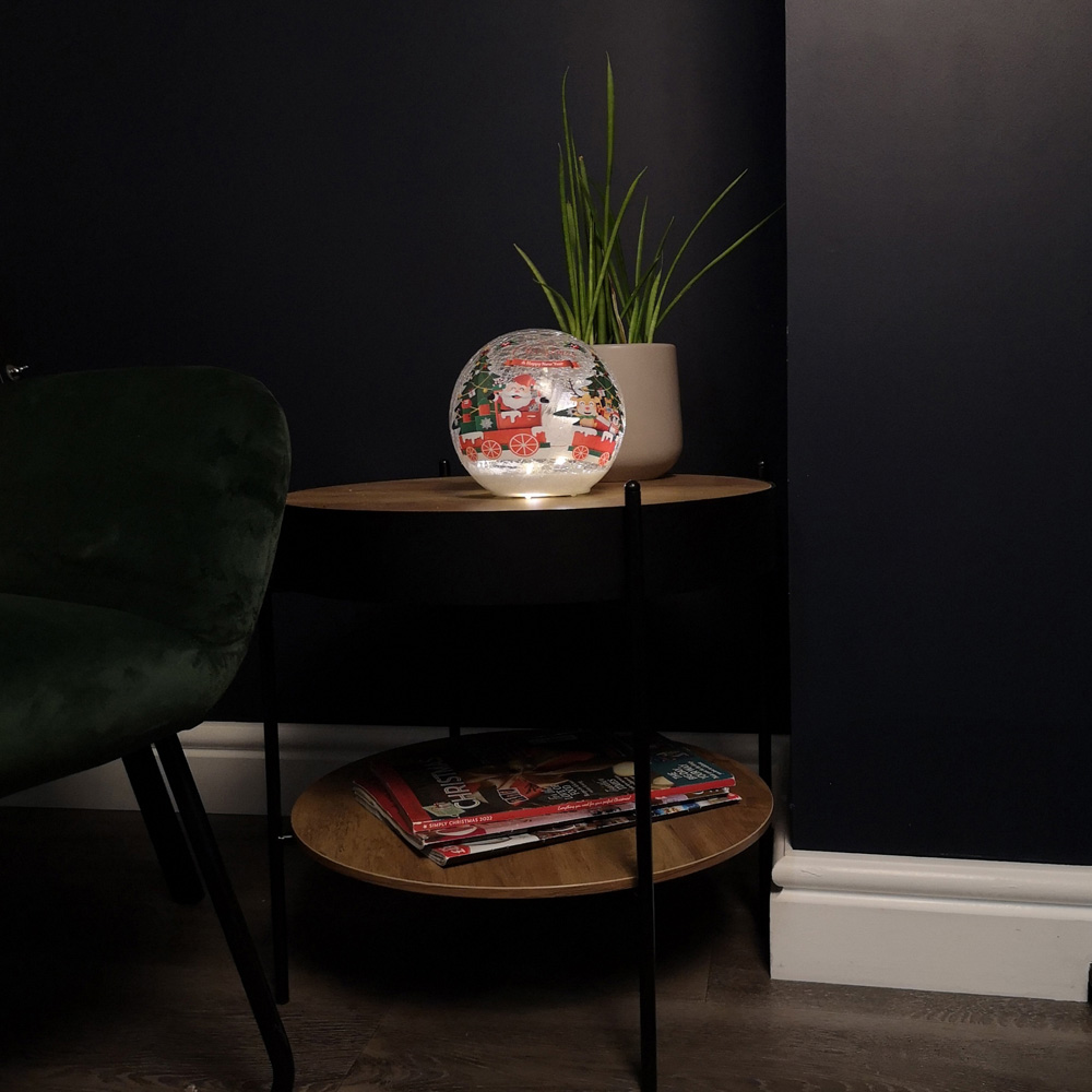 Samuel Alexander Santa and Friends in Train Crackle Effect Glass Ball LED Christmas Decoration Image 7