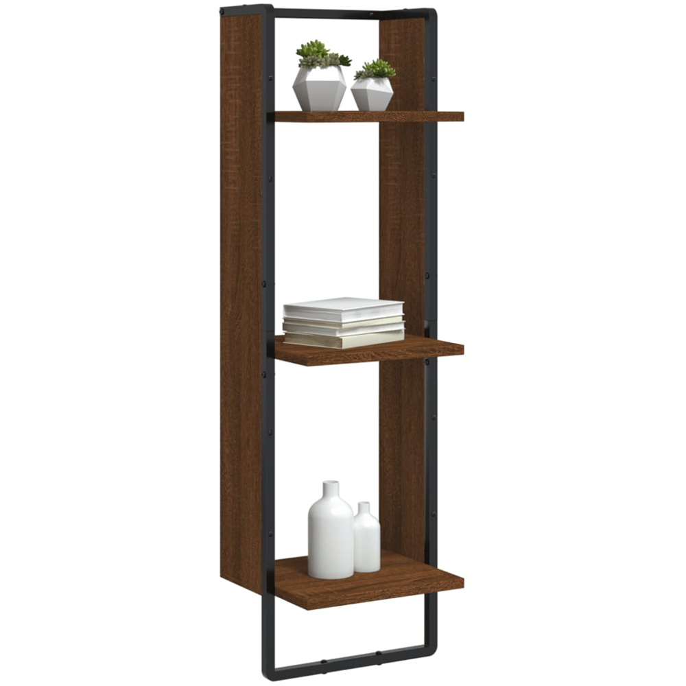 vidaXL 3-Tier Brown Oak Wall Shelf Set of 2 Image 2