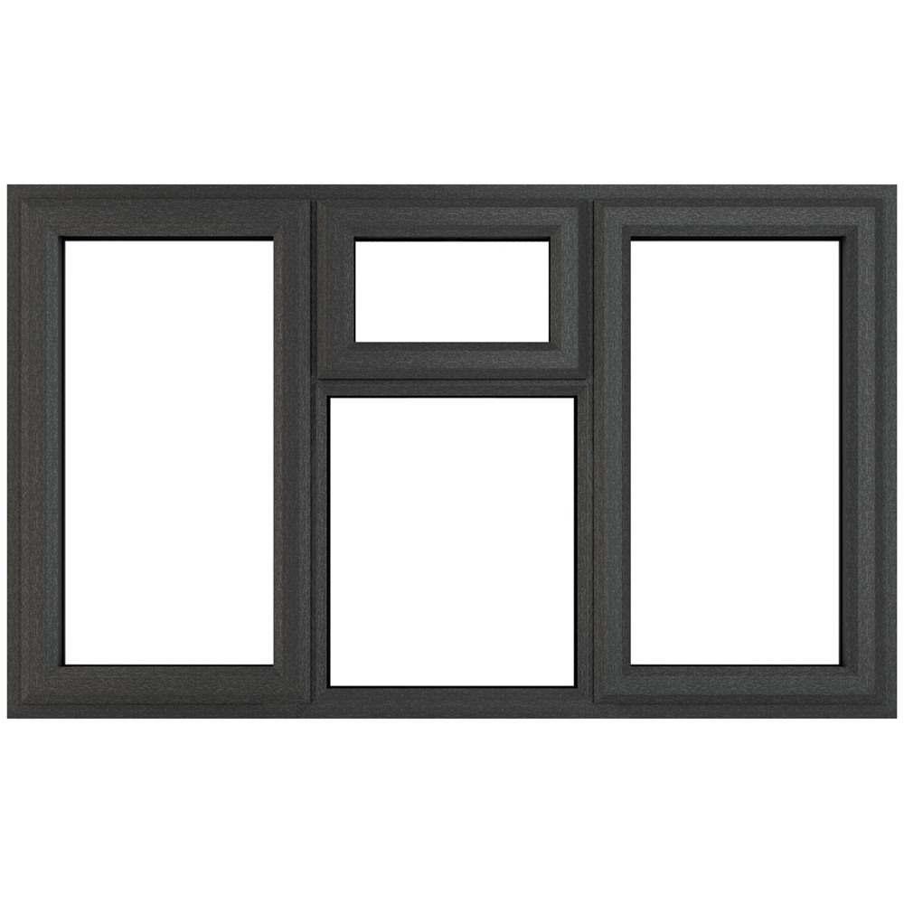 Crystal uPVC Double Glazed Window LH & RH Side Hung & Top Centre Grey White Clear Glass 1770x1040mm Image 1