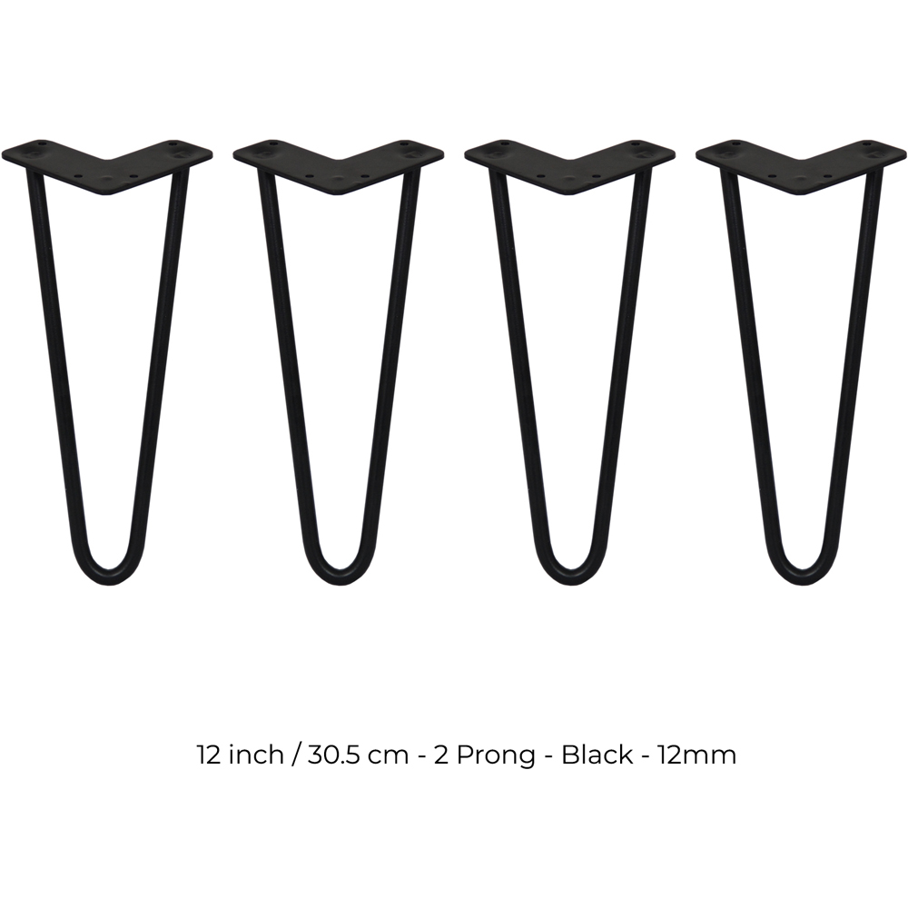 MonsterShop 2 Prong Black Hairpin Leg 305mm 4 Pack Image 5