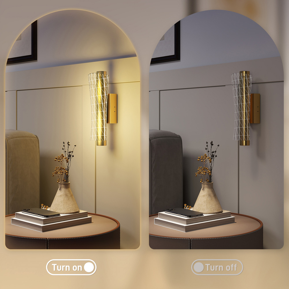 HOMCOM Gold Tone Modern Geometric LED Wall Light 2 Pack Image 7