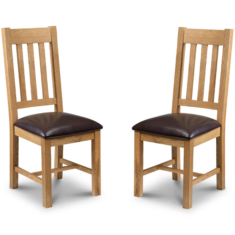 Julian Bowen Astoria Set of 2 Brown and Oak Dining Chair Image 2