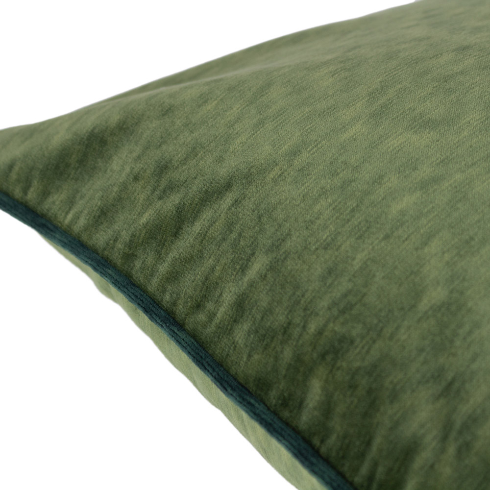 Paoletti Torto Moss and Emerald Square Velvet Touch Piped Cushion Image 3