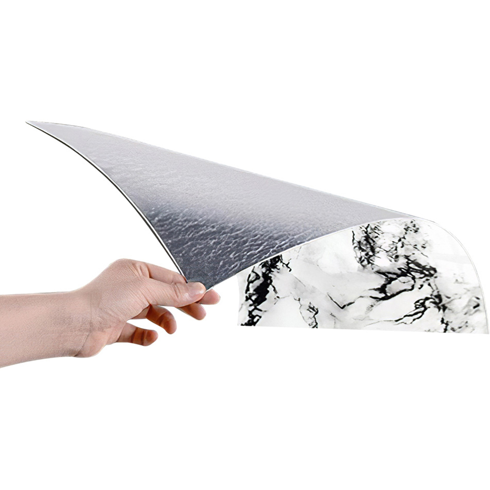 Living and Home Marble Patterned White and Black Self Adhesive PVC Wall Sticker 10 Pack Image 2