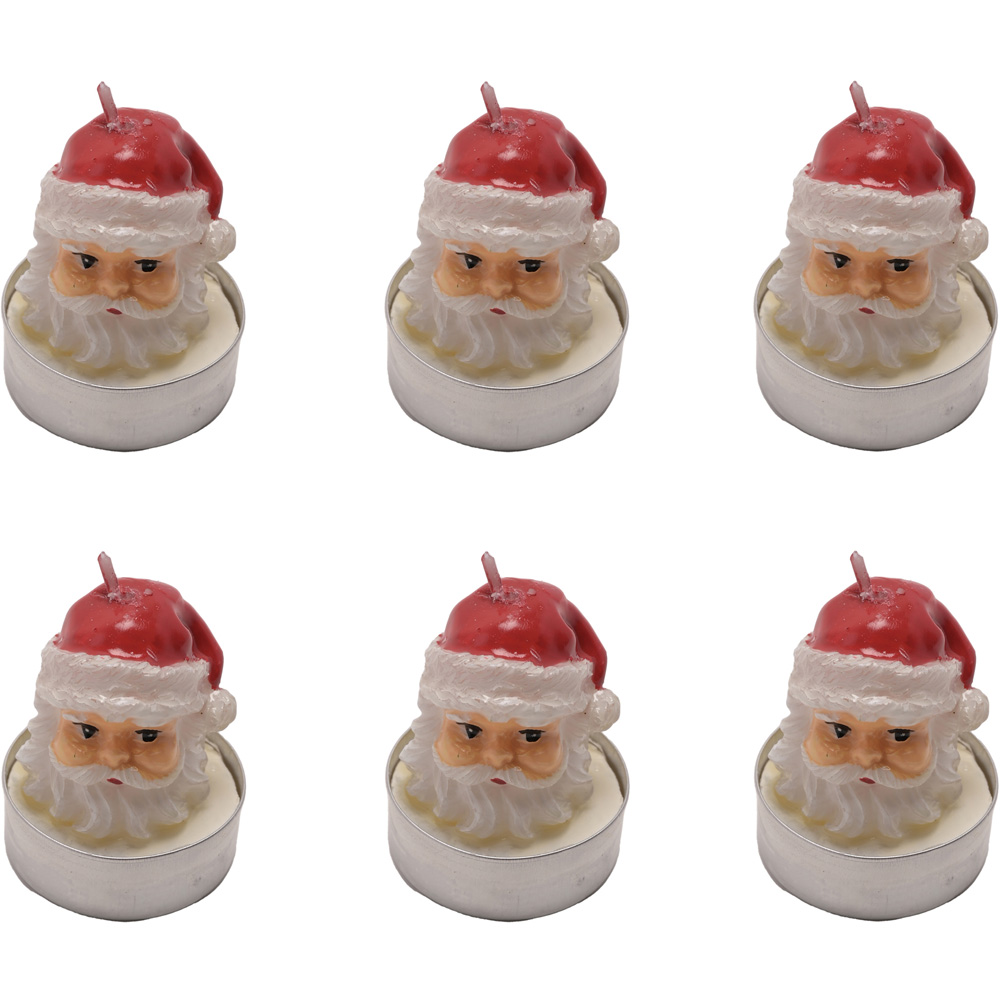 The Christmas Gift Co White Santa Head Tealights 6 Pack Image 1