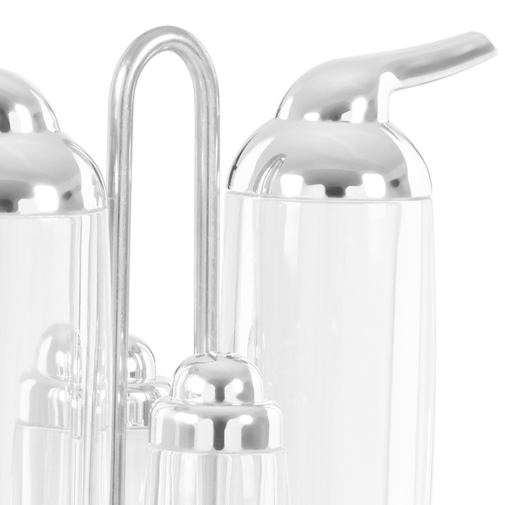 Premier Housewares Gozo Transparent and Silver Condiments Set 4 Pack Image 4