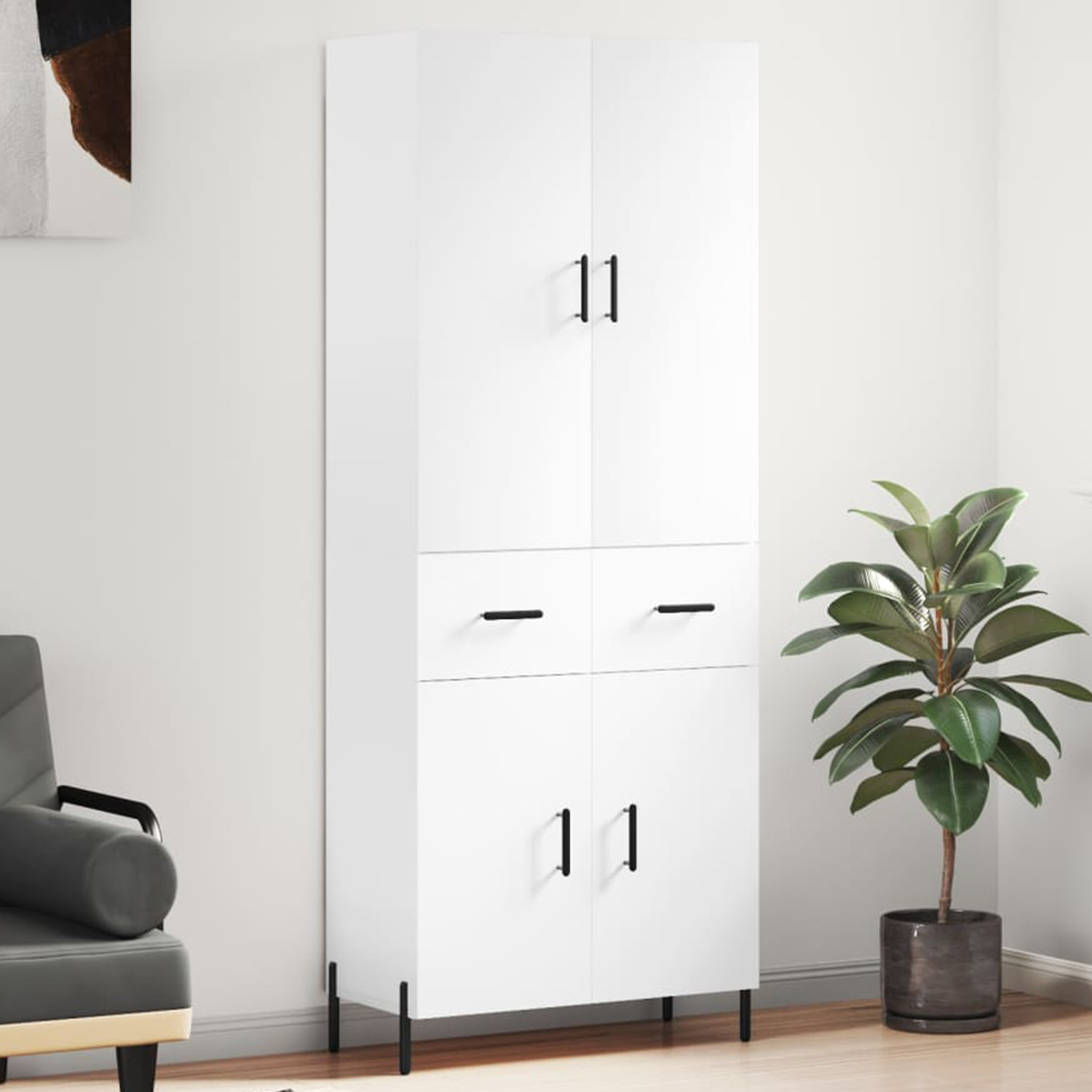 vidaXL 4 Door 2 Drawer White Highboard Image 1