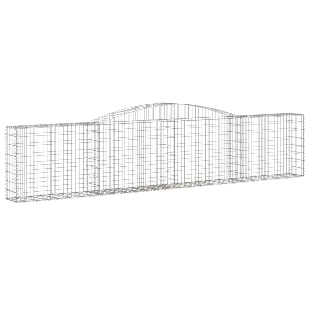 vidaXL Silver Galvanised Iron Arched Gabion Basket 400 x 30 x 80/100cm 3 Pack Image 1