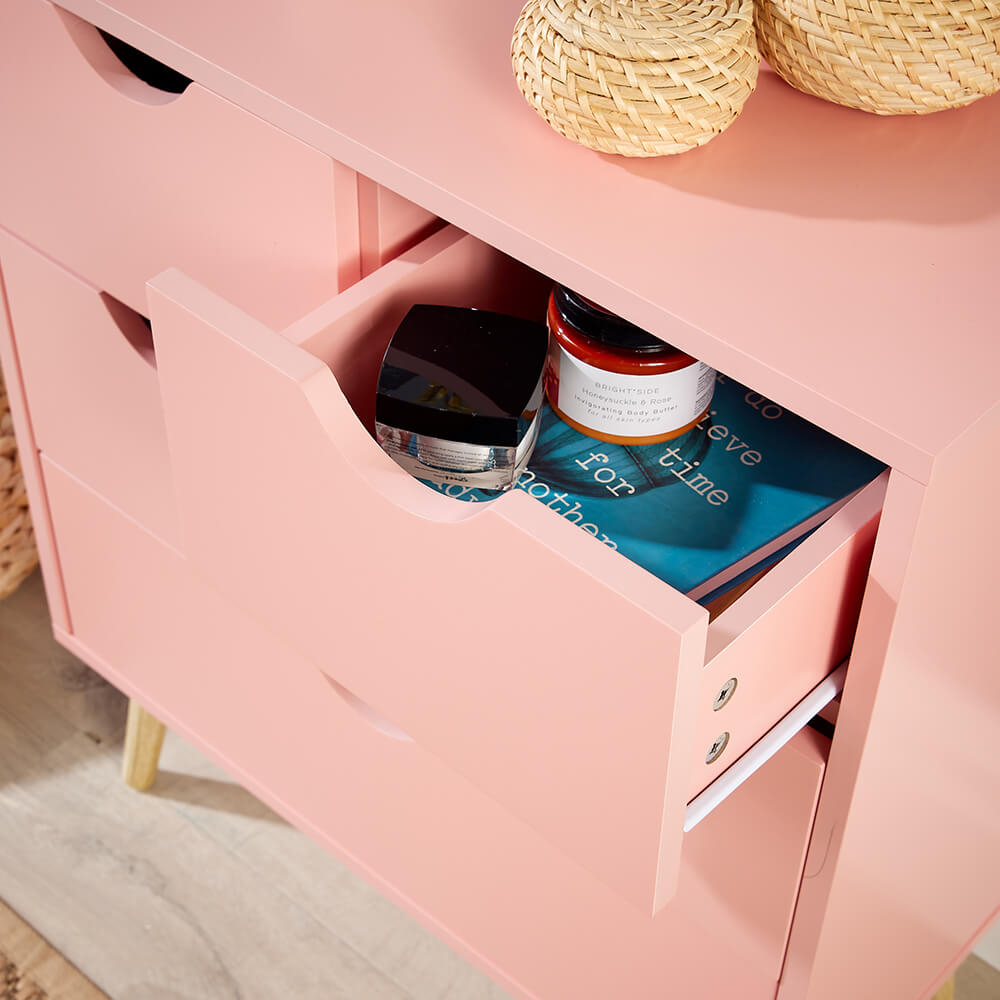 Home Source Skara 4 Drawer Pink Chest of Drawers Image 3