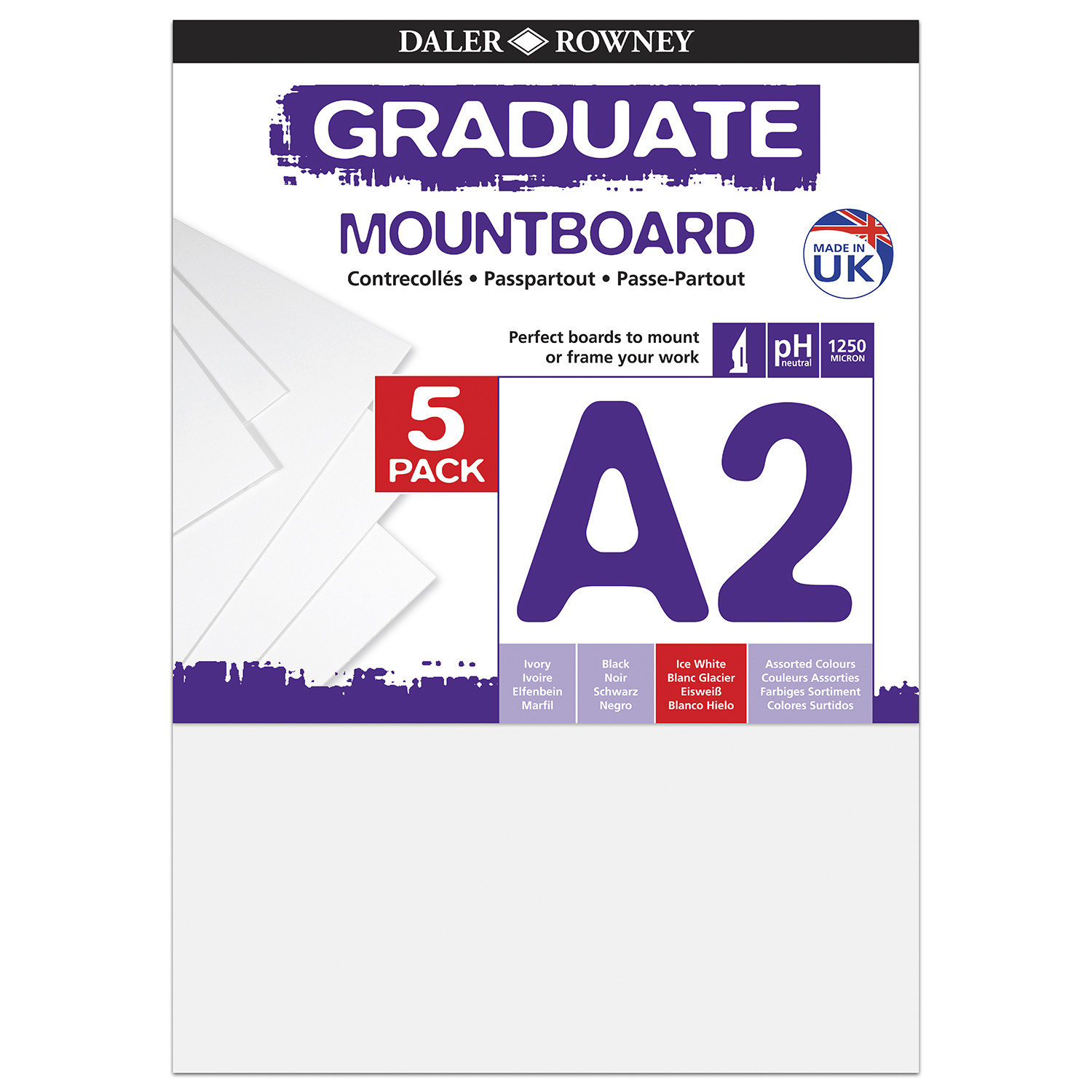 Daler Rowney Ice White Graduate Mountboard A2 5 Pack Image