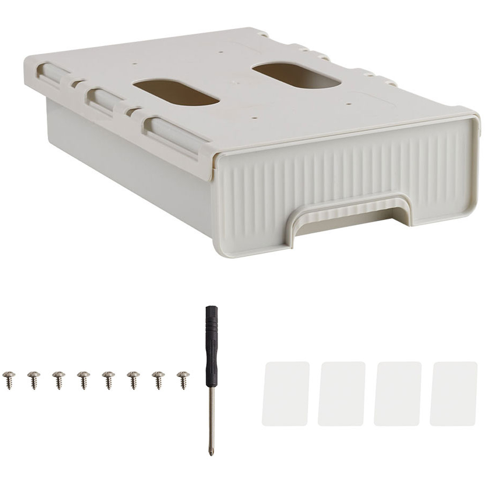 Living and Home White Under Desk Drawer Organiser with Sliding Storage 6.5 x 16 x 45cm Image 3
