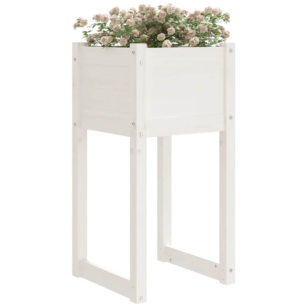 vidaXL White Solid Pine Wood Garden Planter with Legs 81 x 40 x 40cm 2 Pack Image 2