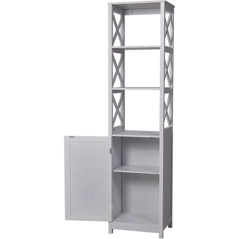 H&O Direct Single Door 3 Shelf Wooden Tall Bathroom Cabinet Image 4