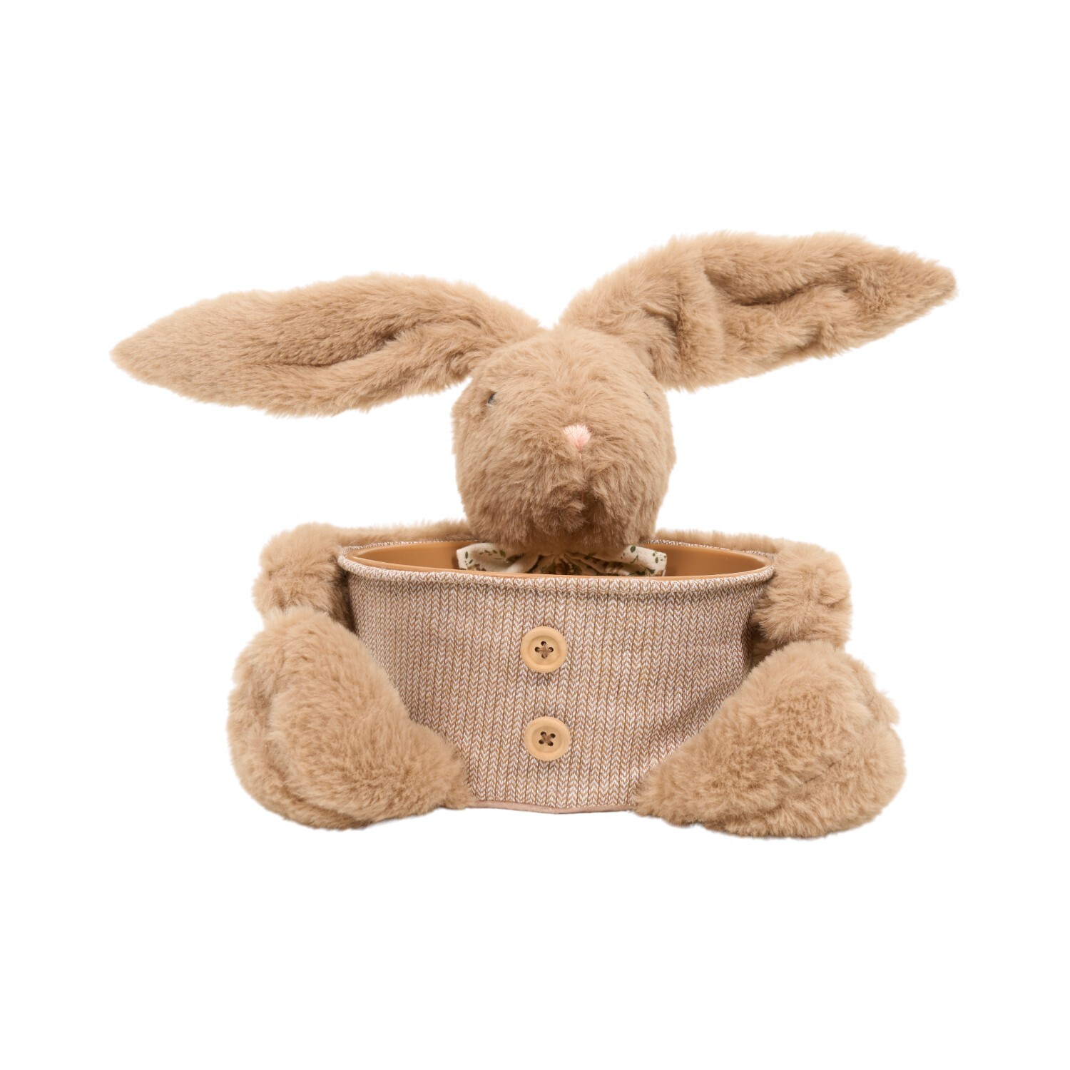 Plush Bunny Basket Brown Image 4