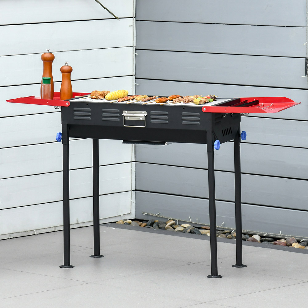 Outsunny Red and Black Portable Charcoal BBQ Grill Image 2