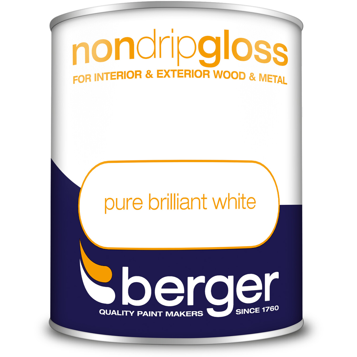 Berger Wood and Metal Pure Brilliant White Non Drip Gloss Paint Image 2