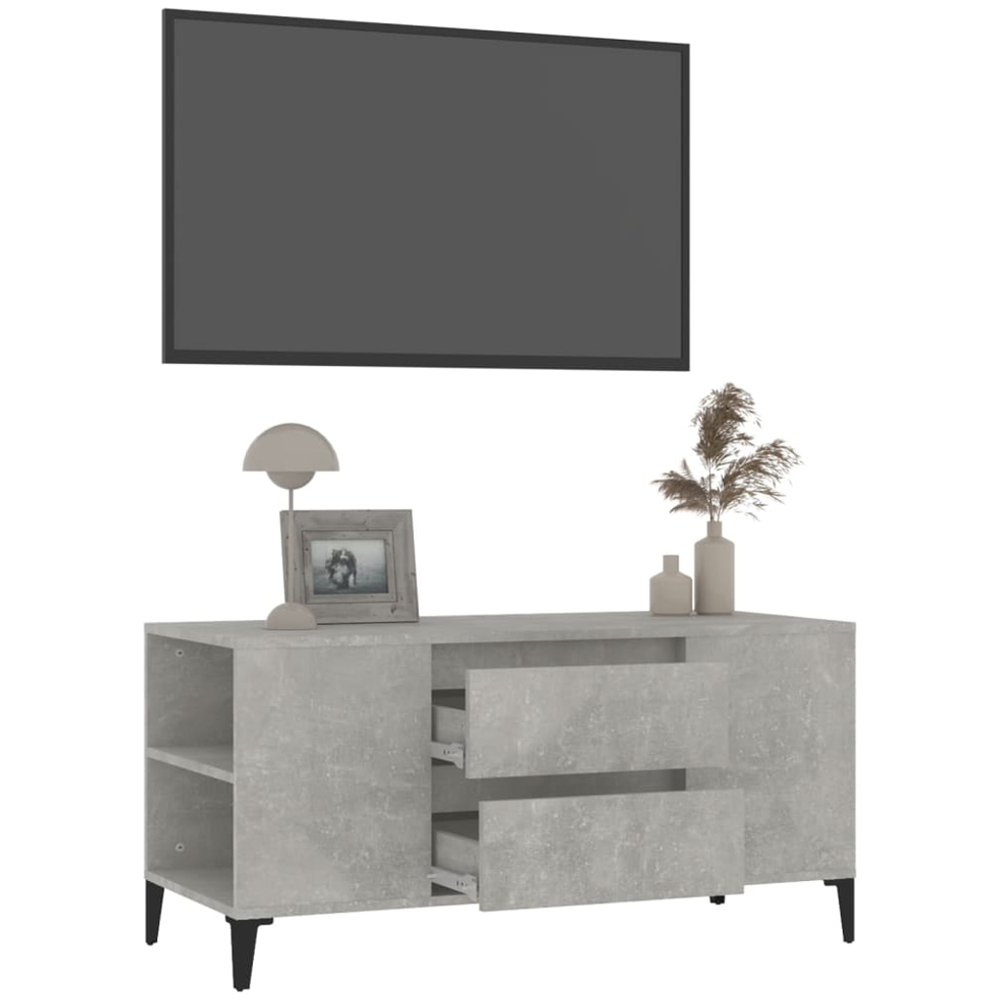 vidaXL 2 Drawer 4 Shelf Concrete Grey TV Cabinet Image 5