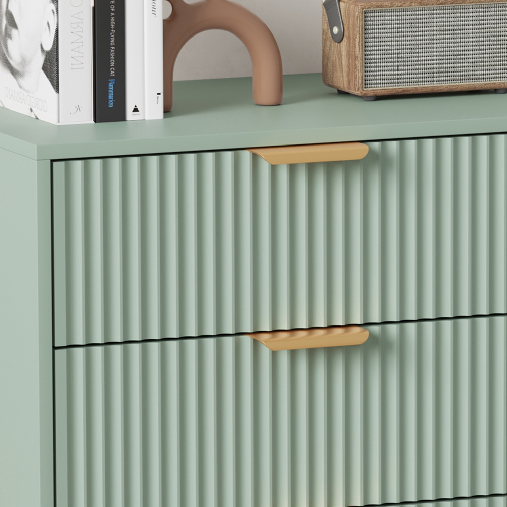 FurnitureHMD 6 Drawer Light Green Wave Pattern Chest of Drawers Image 7