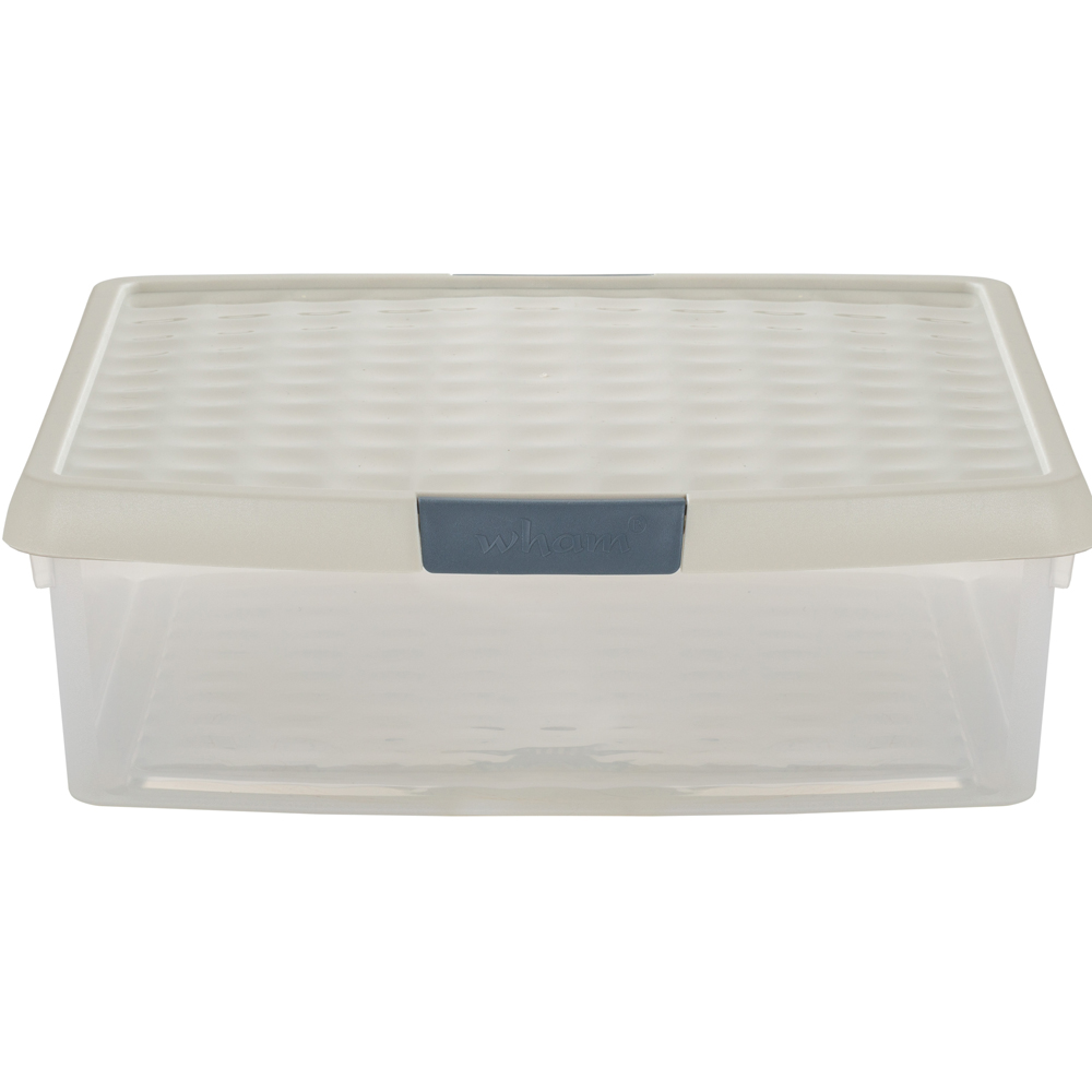 Wham Clip 13.2L Clear Stone and Slate Grey Square Storage Box with Lid 4 Pack Image 4