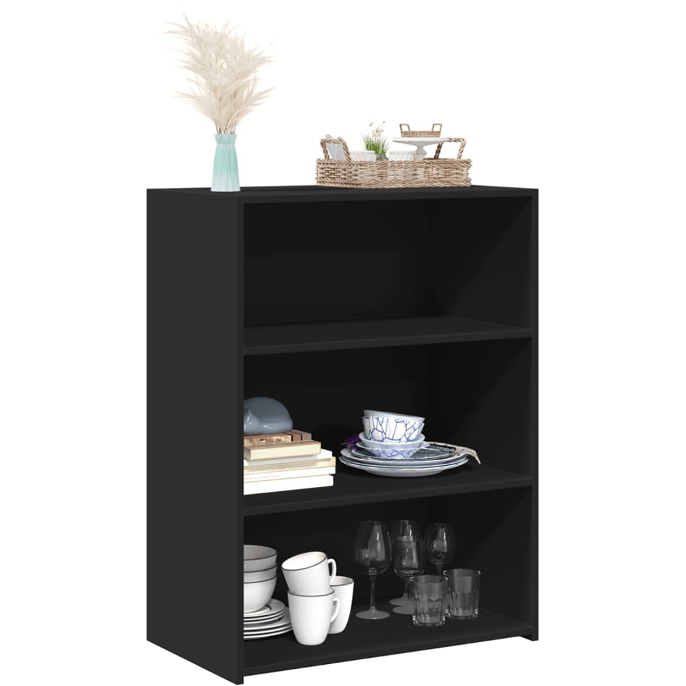 vidaXL 3 Shelf Black Wooden Sideboard Image 3