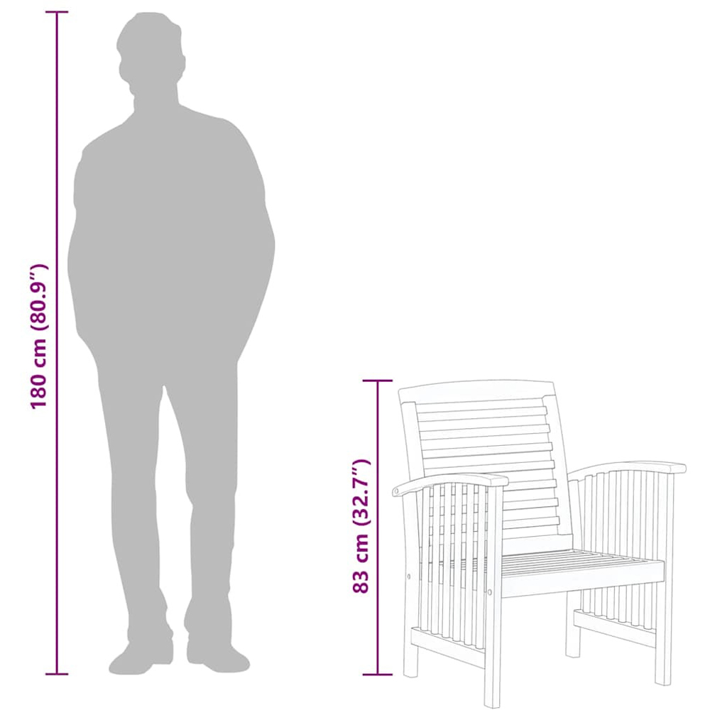 Walplus Set of 2 Solid Acacia Wood Garden Chair Image 9