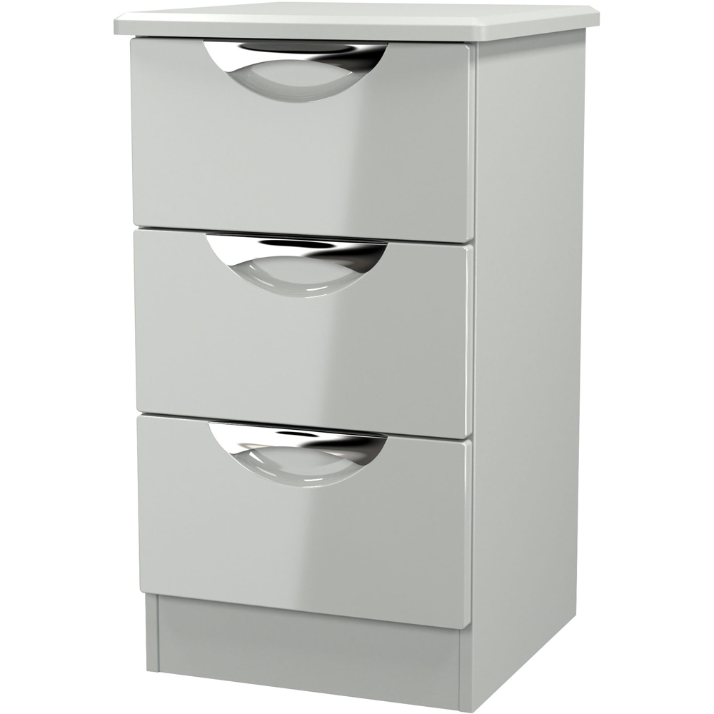 Crowndale Camden 3 Drawer Grey Gloss and Dusk Grey Bedside Cabinet Ready Assembled Image 4