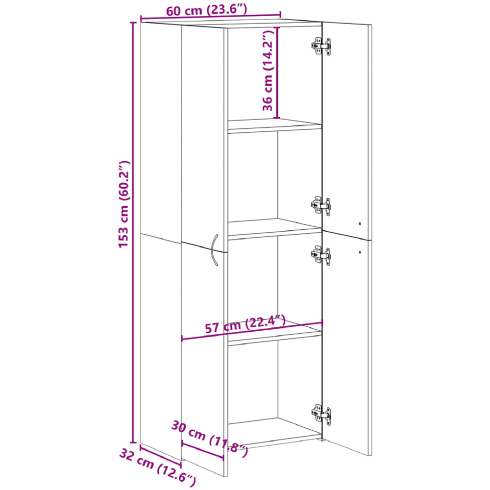 vidaXL 4 Door White File Cabinet Image 9