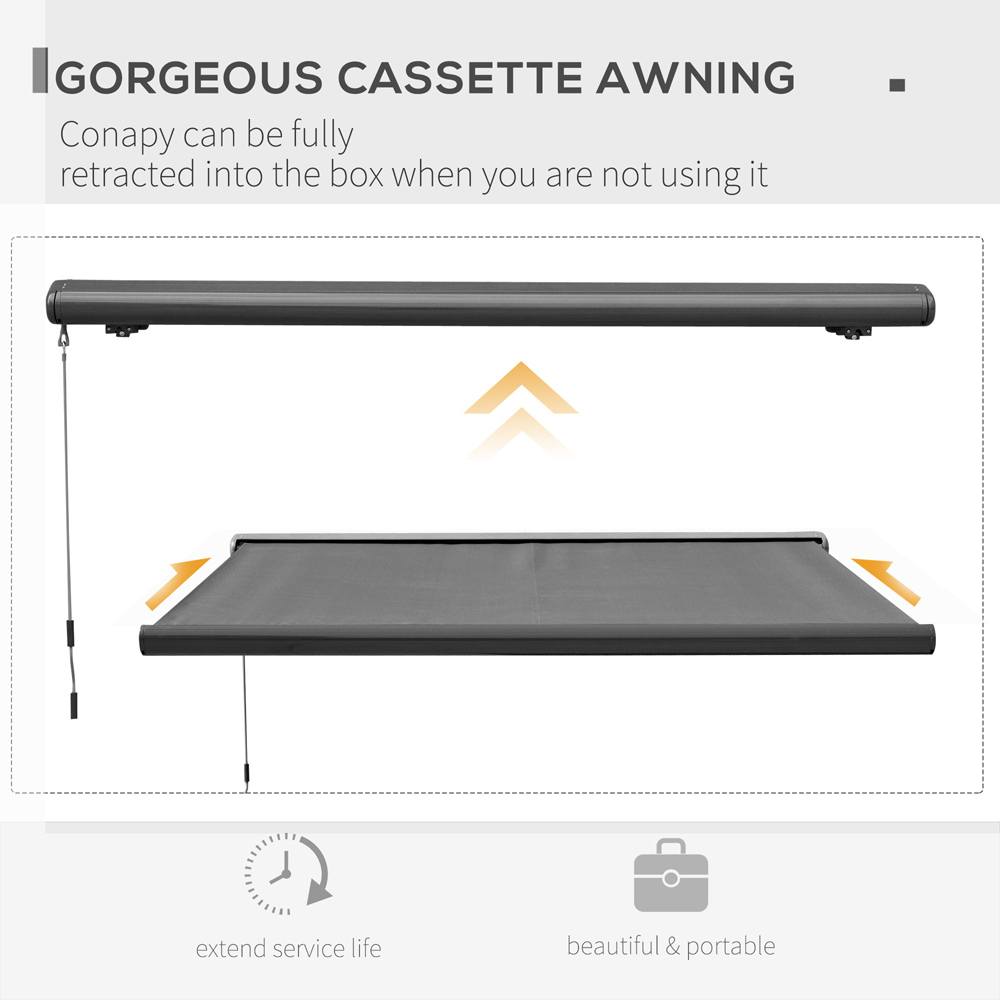 Outsunny Grey Dual Method Retractable Awning with Remote 3 x 2.5m Image 6