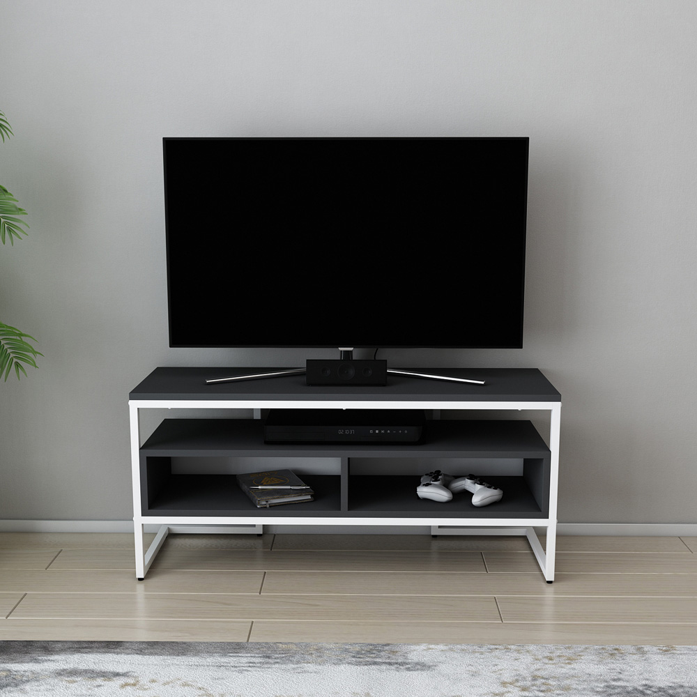 Decorotika Merrion 3 Shelf White and Anthracite TV Unit Image 4