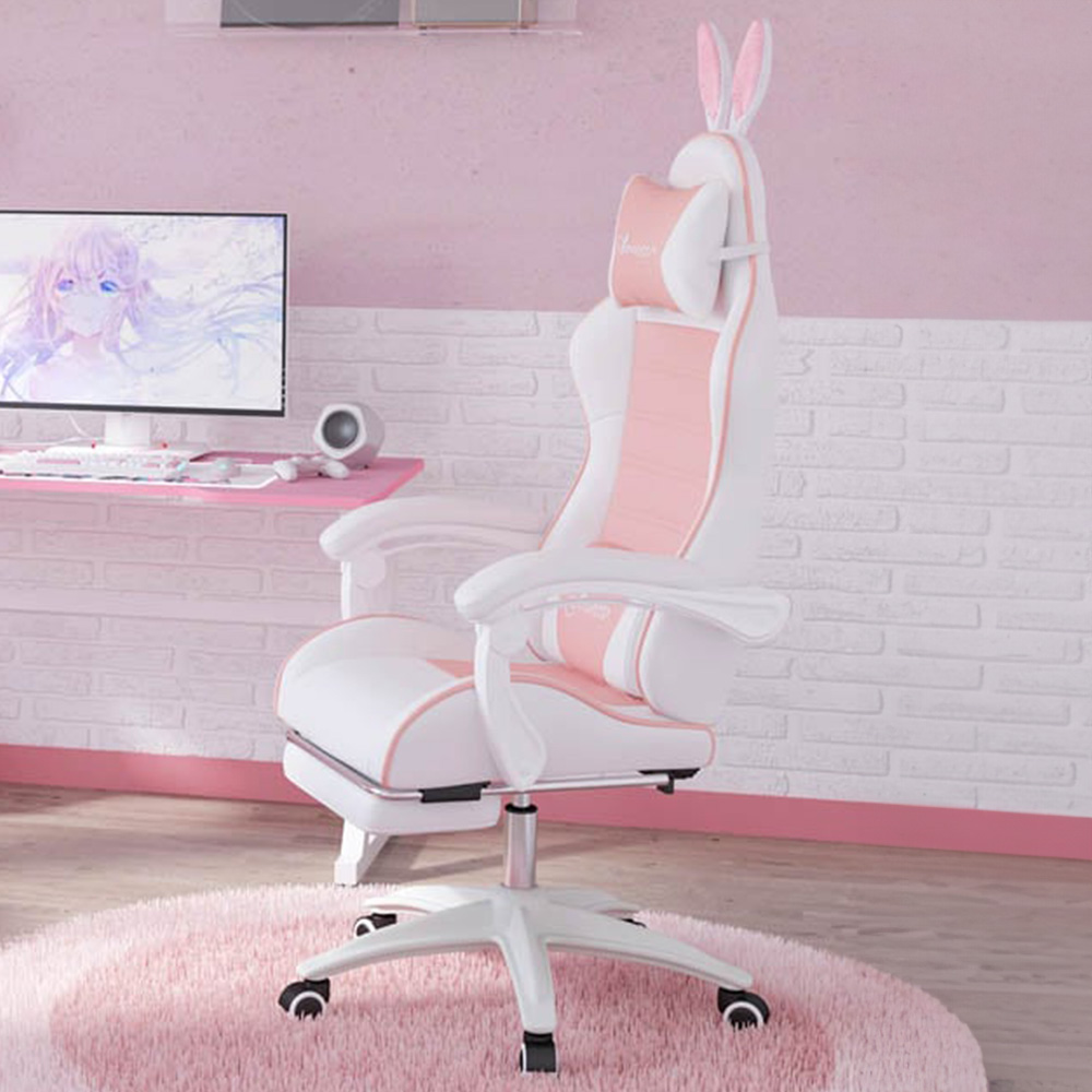 Portland Pink PU Leather Rabbit Ears Recliner Gaming Chair