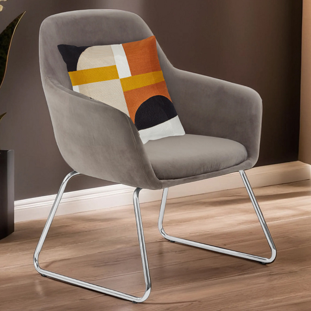Premier Housewares Stockholm Chrome and Grey Velvet Dining Chair Image 1