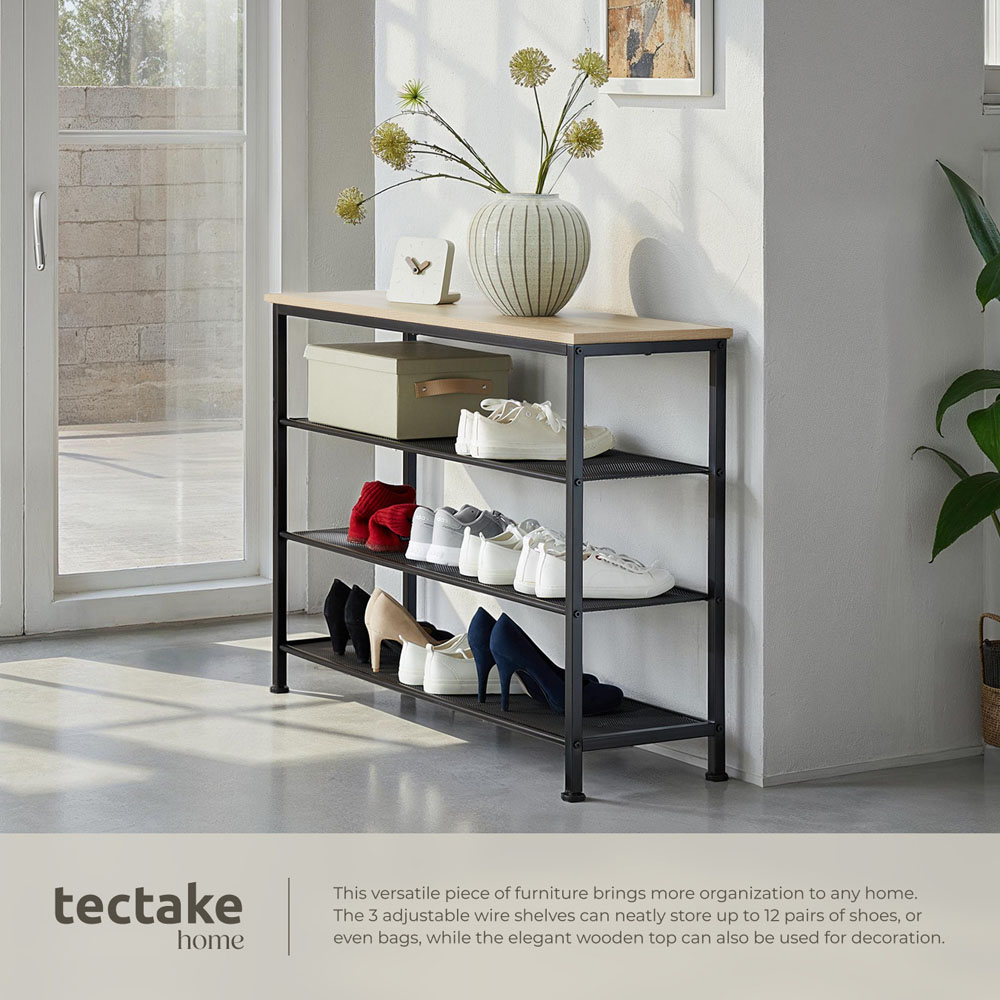 tectake Portsmouth 3 Grid Shelf Oak Sonoma Shoe Rack Image 4