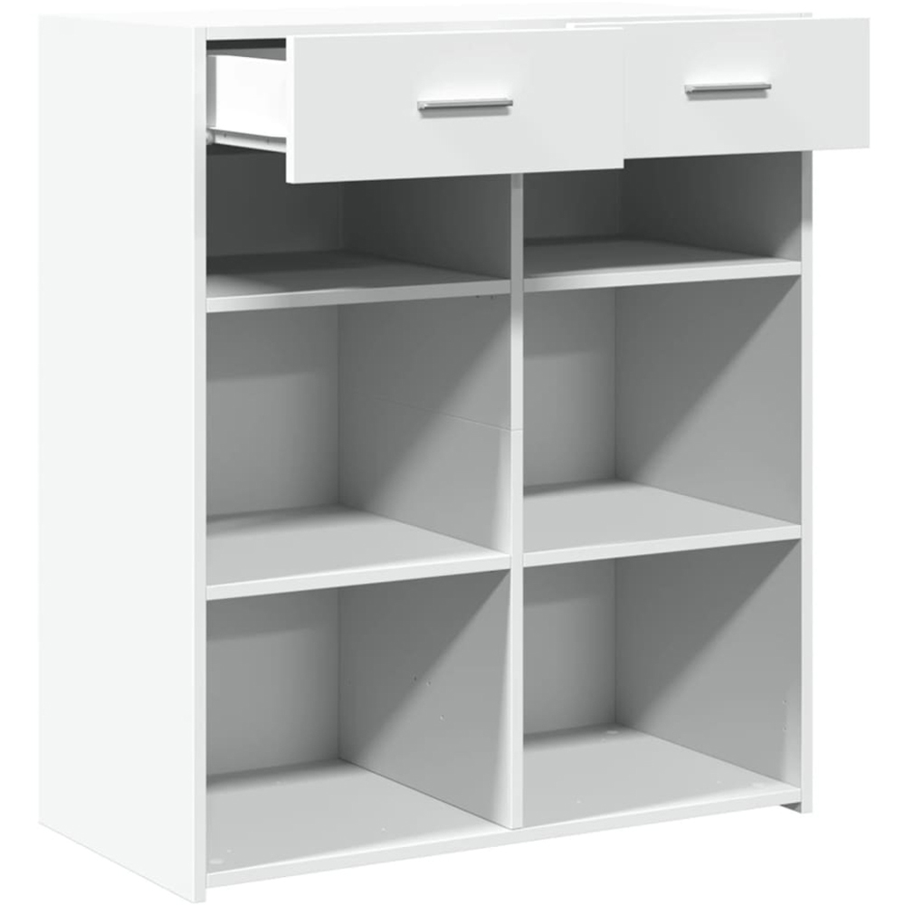 vidaXL 2 Drawer 6 Shelf White Sideboard Image 7