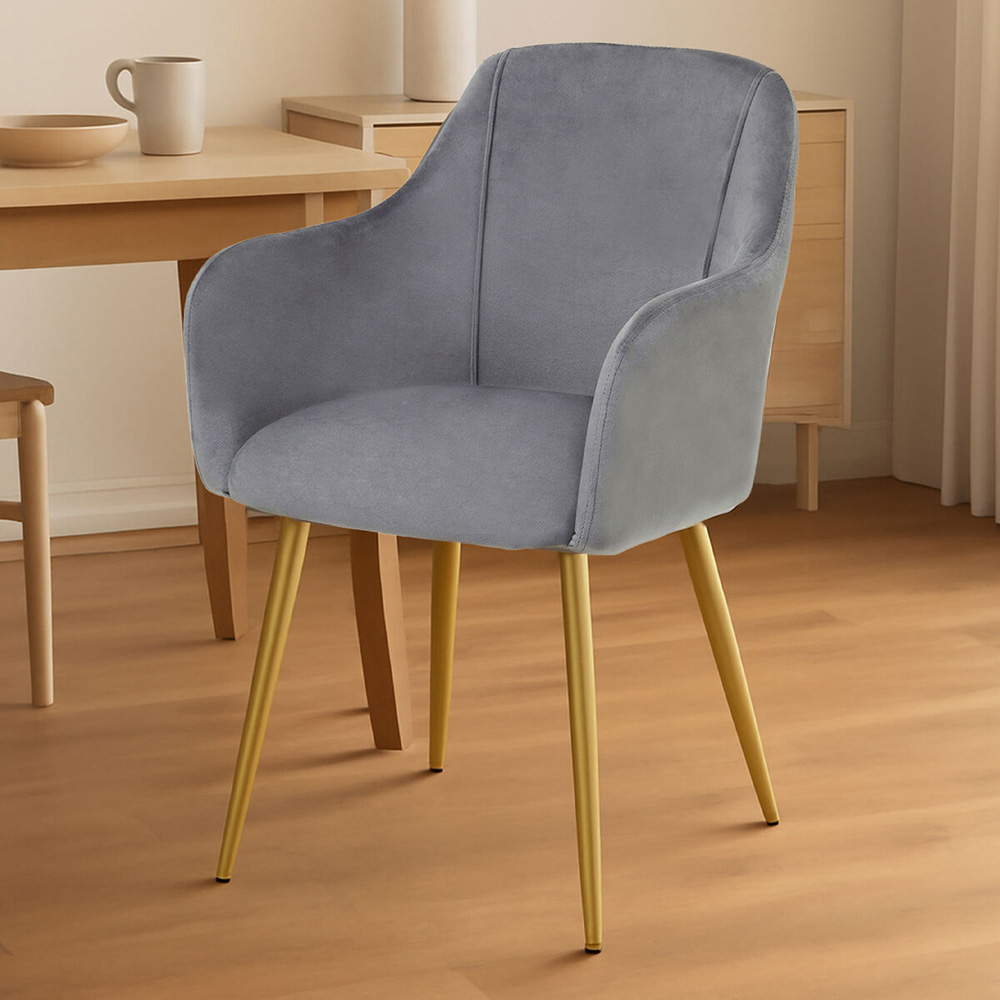 Premier Housewares Darcy Gold and Grey Velvet Dining Chair Image 5
